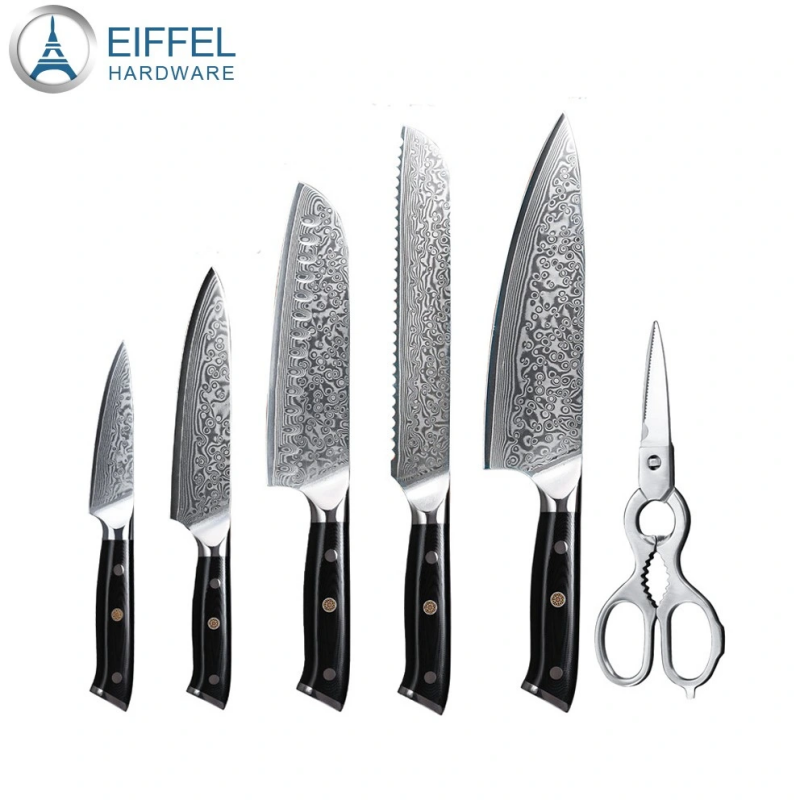 7 PCS Chef Knife Set Professional Chef′ S Knives Vg10 Japanese Damascus Steel Japanese Damascus Knife Set-EDK07G100014