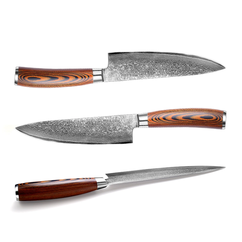 Damascus Chef Knife Professional Japanese High Carbon Steel Knife with Premium Wood Handle-EDK04WD0016
