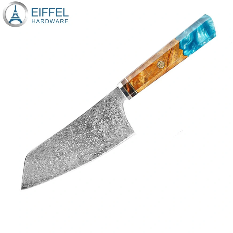 Ultra Sharp, High Carbon 73 Layers Japanese Damascus Steel Santuko Knife Chef Knife Kitchen Knives Set with Octagon Handle-EDK01RE0048D
