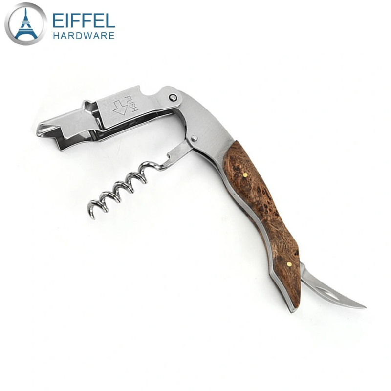 Two Step Stainless Steel Corkscrew with Premium Wood Handle-EBO3WD0055